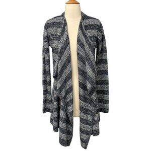 Barefoot Dreams Blue Gray Striped Bamboo Chic Lite Cardigan Sweater Size S/M